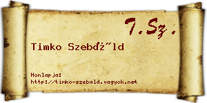 Timko Szebáld névjegykártya